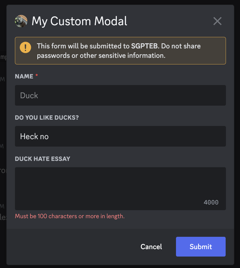 Modal Example